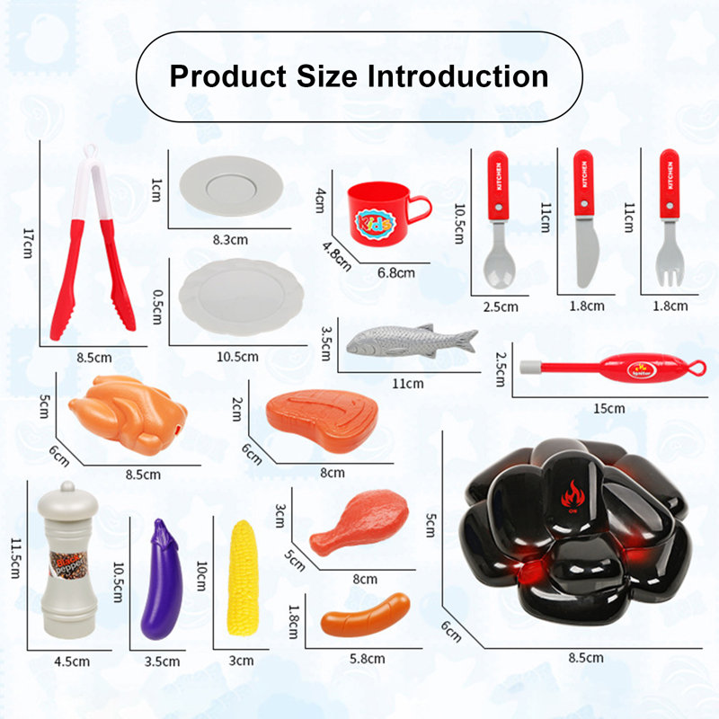 Preschool Play Kitchens Toy, BBQ Grill Playset with Pretend Smoke, Light, Sound