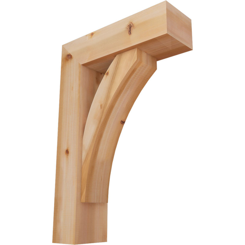7 1/2"W x 24"D x 36"H Thorton Block Smooth Bracket w/ Offset Brace, Western Red Cedar, 36 x 24