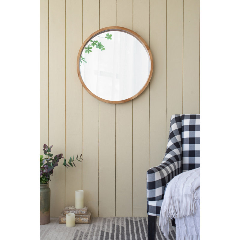 Miroir mural ovale en bois de ferme pour entrée de salle de bain, 27,9 po x 27,9 po, Round
