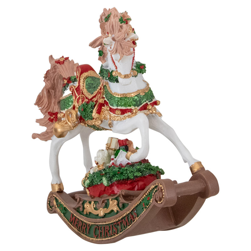 Figurine de cheval à bascule musicale 9 "Merry Christmas