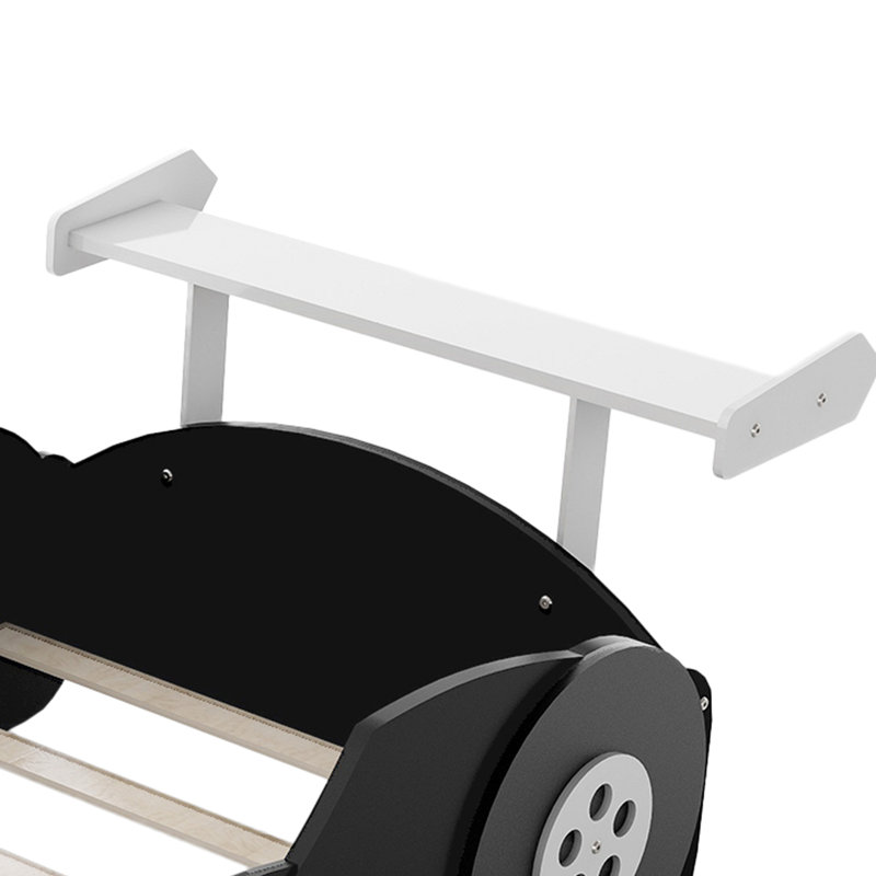 Race Car-Shaped Platform Bed With Wheels, Black