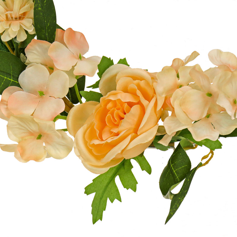 12" Spring Rose and Hydrangea Table Wreath