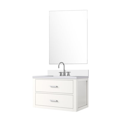 30 po L x P 22 po avec comptoir en quartz blanc et miroir / robinet de comptoir inclus - avec miroir et robinet