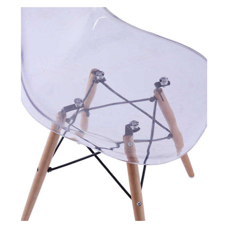 Chaise Modholic Eiffel avec pieds en bois, transparent