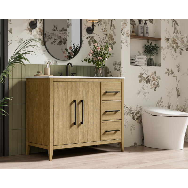 42 Inch Single Bathroom Vanity, Honey Brown