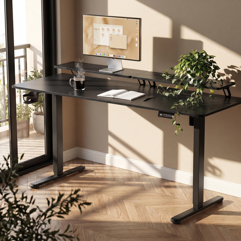 Bureau de jeu debout à hauteur réglable Kreutzer, Noir / Noir, H 28,7 po x l 62,99 po x P 23,62 po
