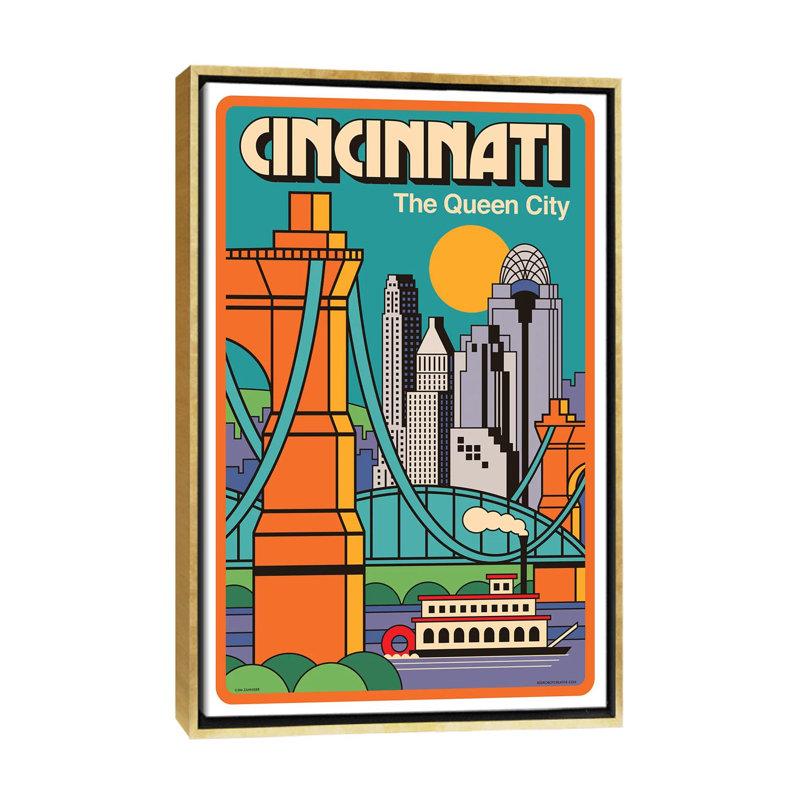 Affiche de voyage Cincinnati par Jim Zahniser-reproduction d’art, Pas de tapis, H 40 po x l 26 po x P 1,5 po