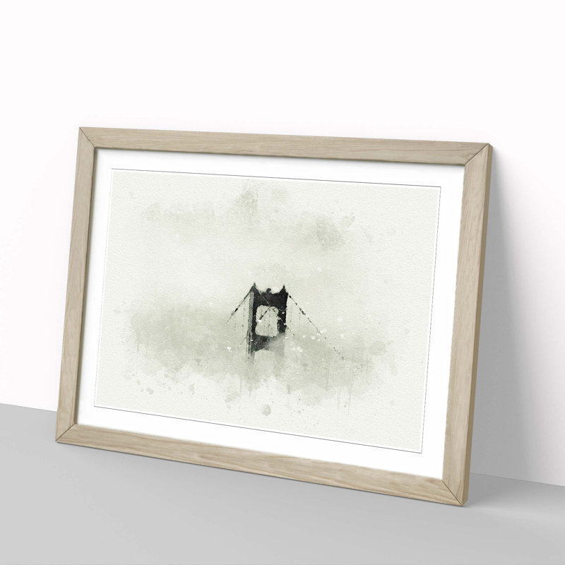 Top of the Golden Gate Bridge in Abstract - Framed Print, 35cm H x 50cm W x 2cm D, Oak