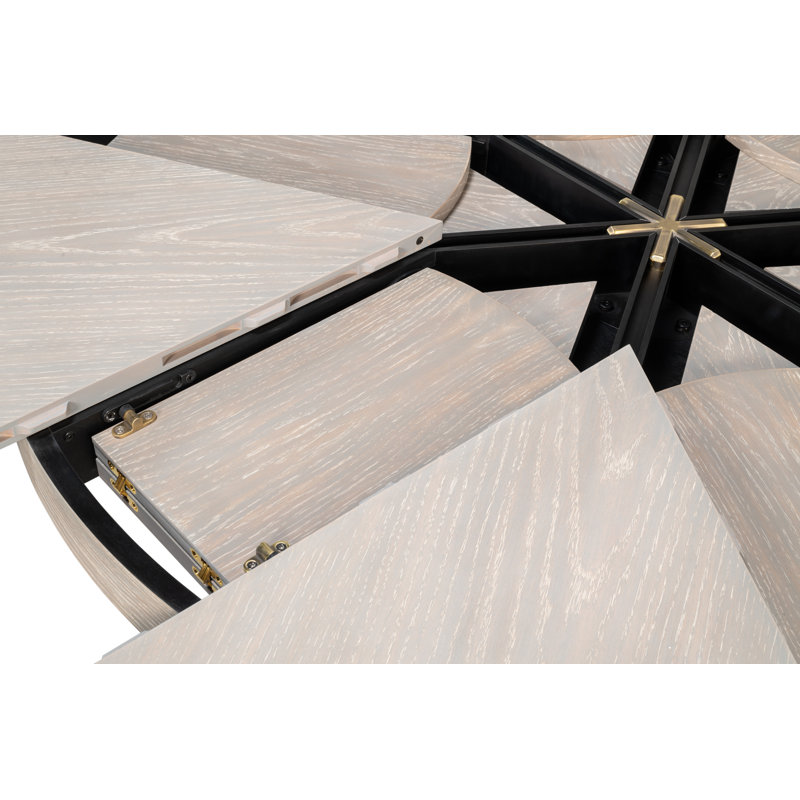Tower Round Solid Oak Dining Table, Moonskin/Hammered