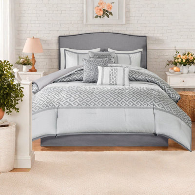 Elegant Grey Bedding Sets, Luxurious Polyester Jacquard, Traditional Style For Home
