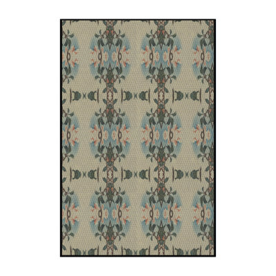 Tapis bleu/vert/beige à motifs Walebridge