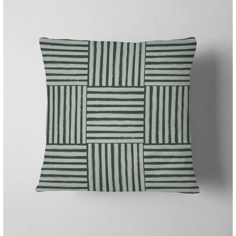 Coussin décoratif avec insert, H 18 po x l 18 po, Vert rayé 5