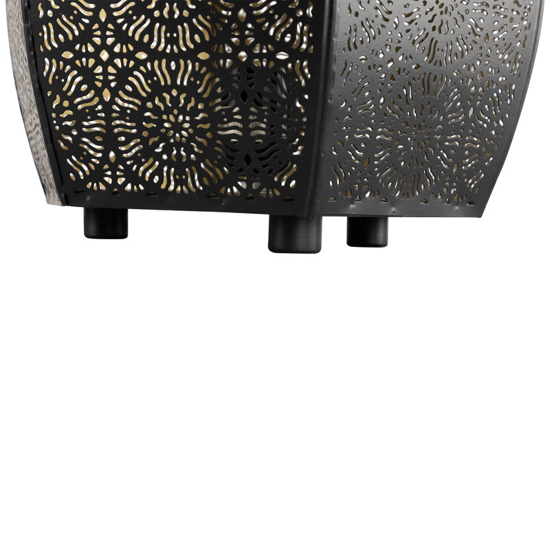 Lampe de table en fer de style marocain découpée au laser - 15,75 po - noire