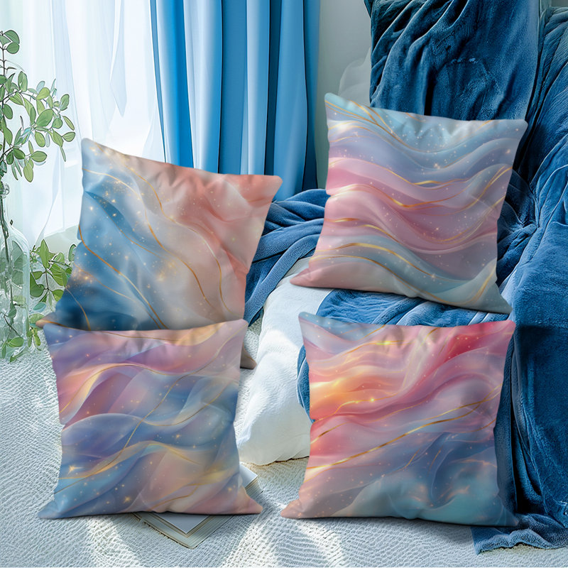 4 housses de coussin décoratives à motif abstrait 4 pièces