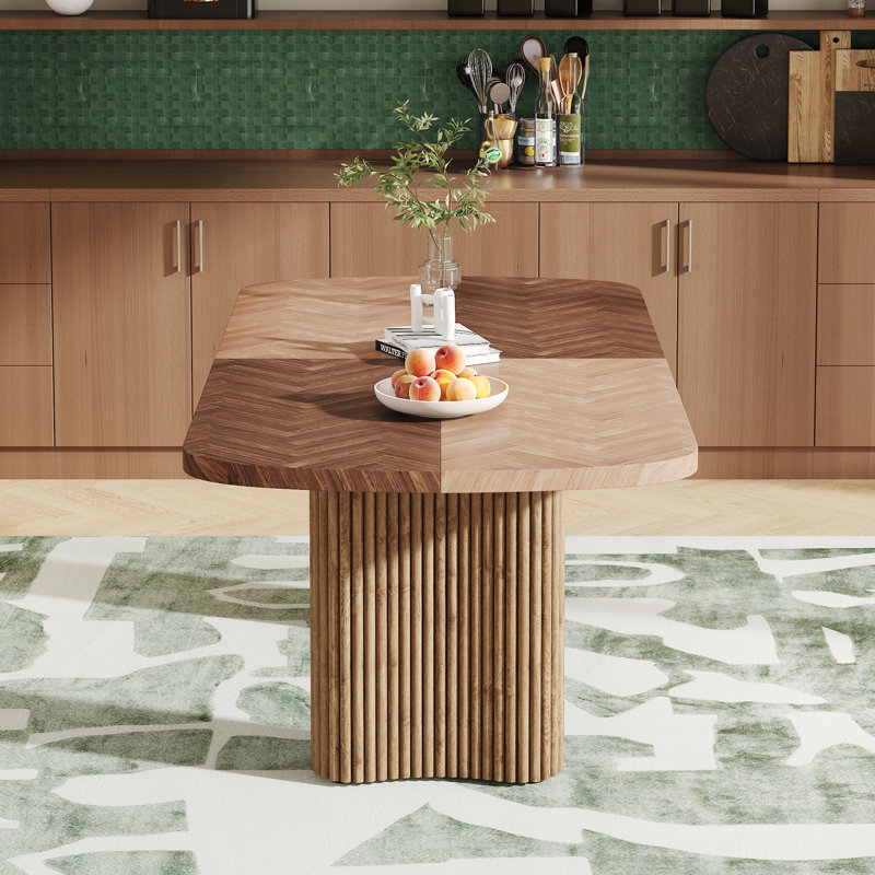Table de salle à manger 78,7 "à double piédestal robuste pour cuisine