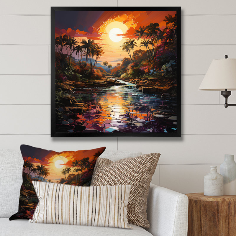 Indian Art Tropical Paradise III - Indian Canvas Wall Art, H 36 po x l 36 po x P 1,5 po, Cadre photo noir