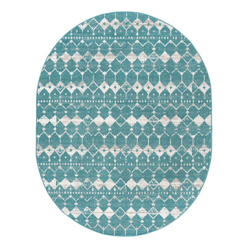 Geometric Indoor / Outdoor Rug, Oval 7'10" x 10'