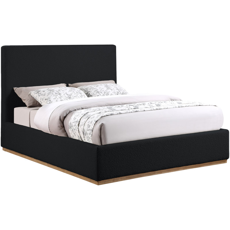 Lit en tissu Monaco Piero Boucle, Tissu bouclé noir, Grand