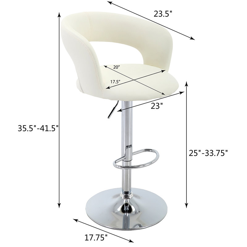Tabouret de bar pivotant à hauteur réglable Andromachi, Blanc