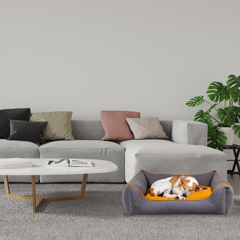 Lit pour animaux Helky, L 23,6 po x l 15,7 po, Gris/Jaune