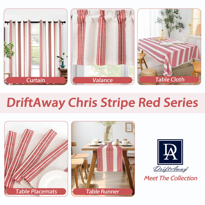 Akhill Striped Tailored Window Valance, Red, 52" W x 18" L