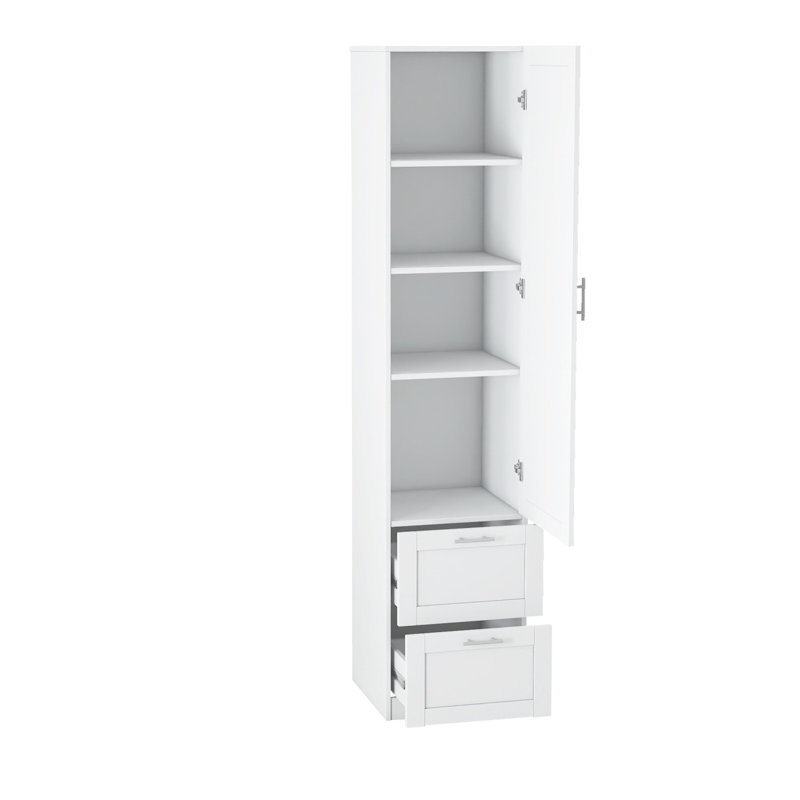 Standard Kitchen Pantry,Tall Cabinet,Freestanding Cabinet With  One Door  And Two Drawers For Kitchen, Dining Room, White
