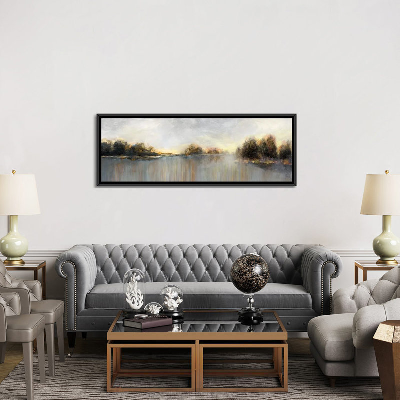 " Rain At Dawn " by Nan, Black Framed, 20" H x 60" W x 1.5" D