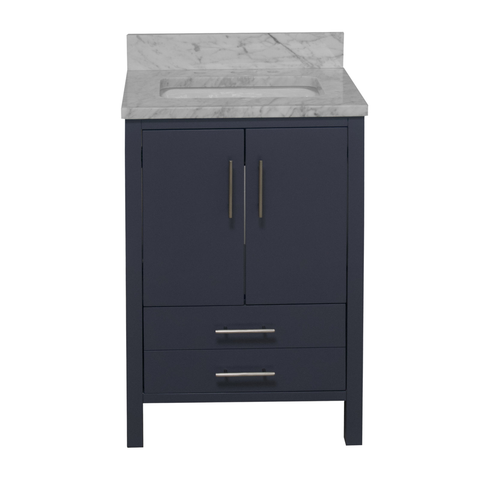 Kiara 24" Carrara Marble Single Bathroom Vanity, Marine Gray, Carrara Marble