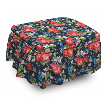 Ensemble de housse pour repose-pieds à coussins carrés 2 pièces floral