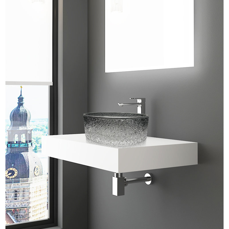 Lavabos vasques rondes en cristal 14 "avec base 30" Stadium, Gris