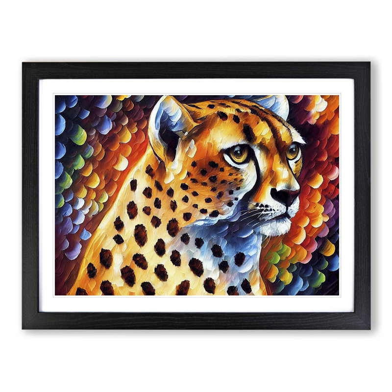 Cheetah Vol.3 Abstract - Single Picture Frame Painting, Black, 46cm H x 64cm W x 2cm D
