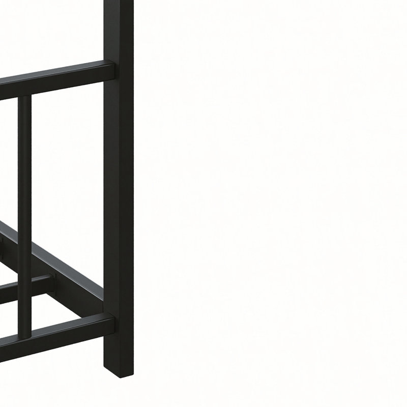 Children's Bed Frame with LED Light Strips, Sturdy Roof-Shaped Iron Frame for Safe and Fun Sleeping, Black, Twin