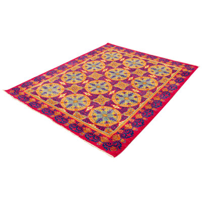 Dedde One-of-a-Kind 8'0" X 10'3" New Age Wool Area Rug in Dark Pink