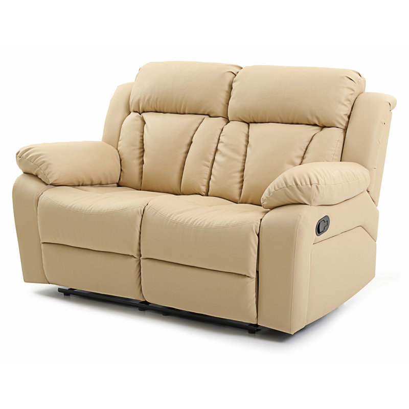 Barukh Faux Leather Recliner, Beige Faux Leather