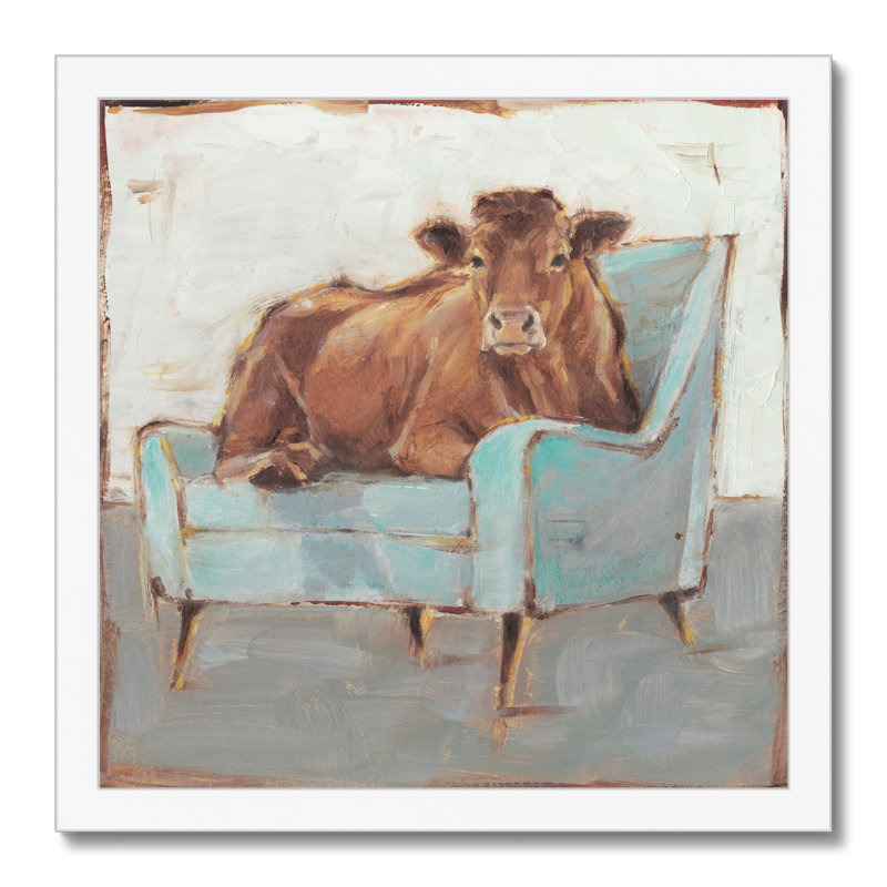 Moo-ving In IV by Ethan Harper - Painting, White Framed Paper Print, 80cm H x 80cm W x 2.3cm D