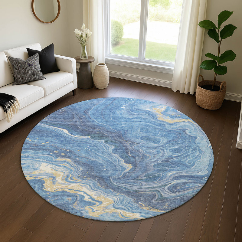 Premium Machine Washable Hedden AMF1701 Abstract Rug, Round 8'