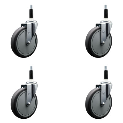 Thermoplastic Rubber Wheel Swivel 7/8 Inch Expanding Stem Caster Set SCC