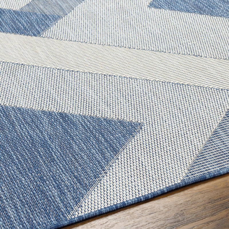 Beston Blue Outdoor Area Rug, Rectangle 7'10" x 10'
