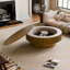 Table basse ronde avec rangement rabattable et base robuste-1705469927