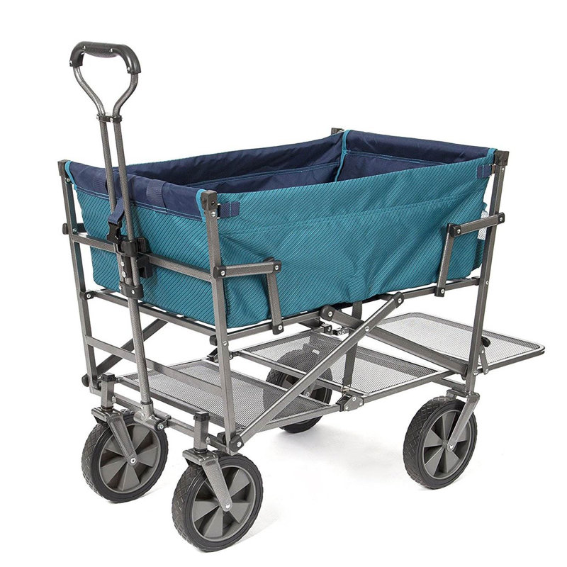 Mac Sports Collapsible Double Decker Garden Utility Wagon & Lower Shelf (2 Pack)
