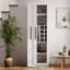 Armoire de rangement pour garde-manger avec support à vin et tablette de rangement coulissante à plusieurs niveaux