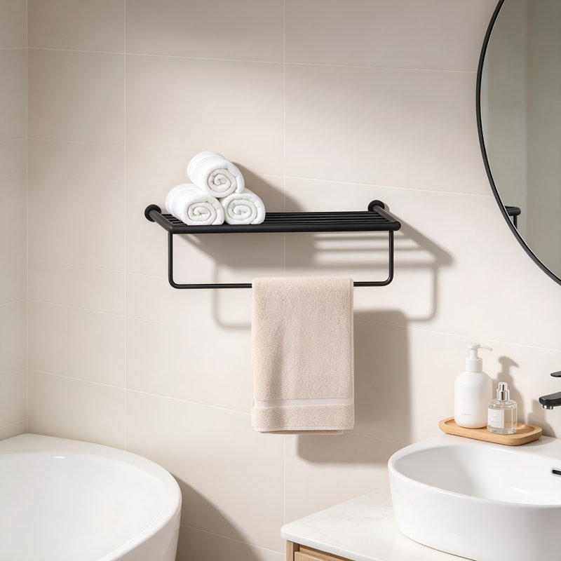 25.75 " Brass Wall Mounted Towel Rack, MatteBlack