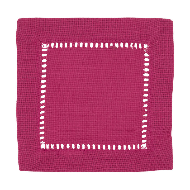 Rowles Hemstitched Border Dinner Napkin, Fuchsia, 20" L x 20" W