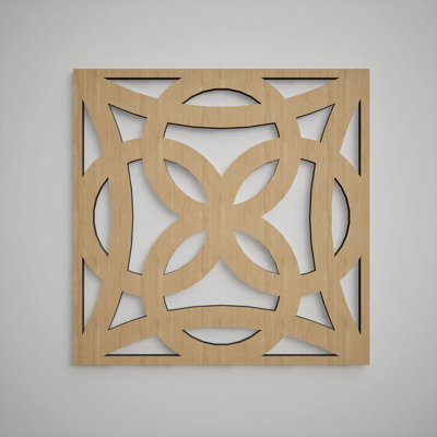 Baytown Decorative Fretwork Wood Wall Panels, Medium, 15 3/8"W x 15 3/8"H x 3/8"T, White Oak