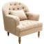 Chaise de luxe rembourrée beige avec structure en chêne et assise en tissu