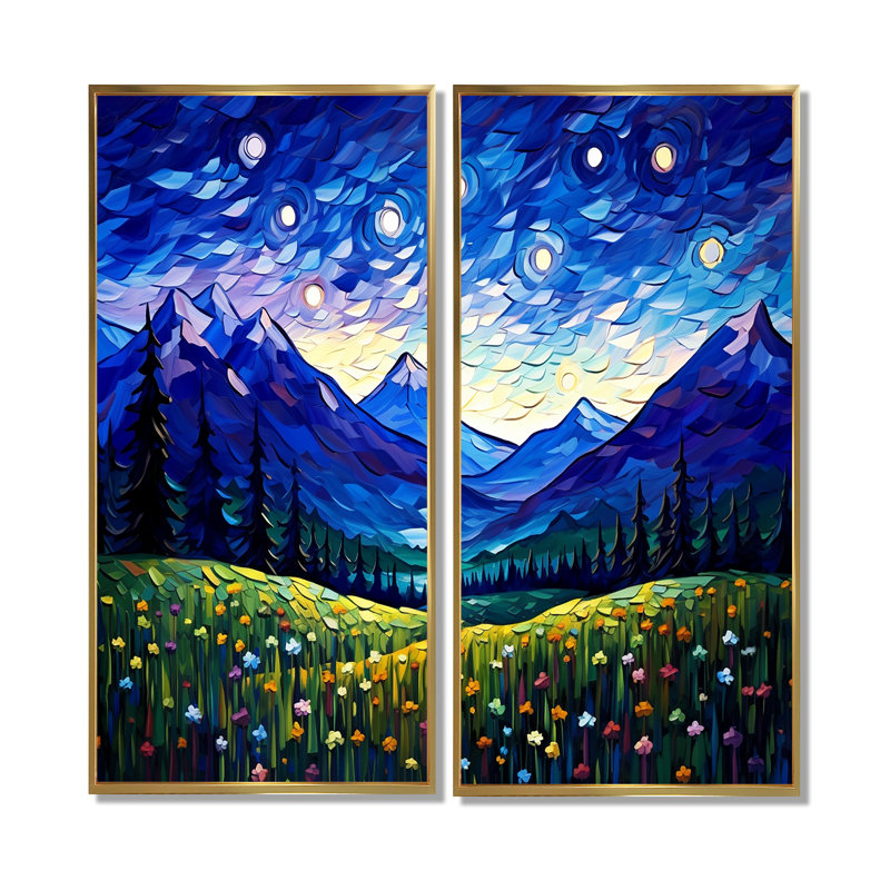 Vangogh - Nuit étoilée au-dessus des montagnes - Vangogh, grandes impressions sur toile, 20" H x 24" W, Gold