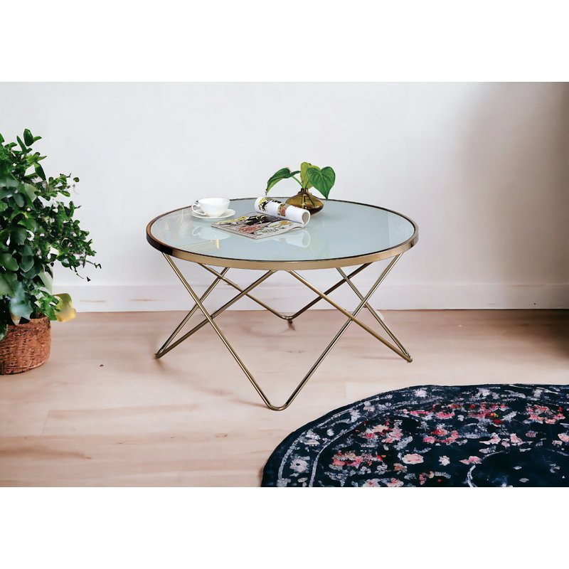 Table basse avec base en métal, Blanc