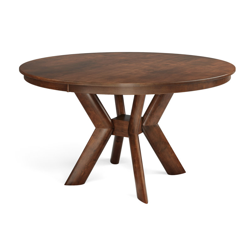 Gysbert Maple Round Solid Wood Dining Table, Walnut, 48" W x 48" L