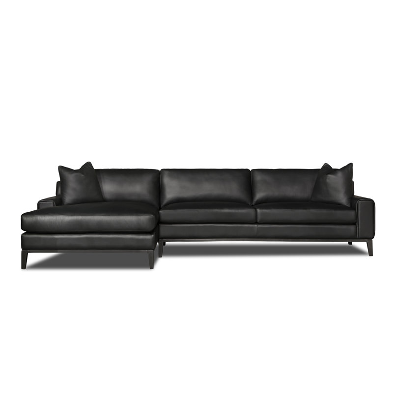 Canapé et méridienne en cuir véritable 88 "como, Orienté à gauche (vu de face), Cuir véritable pierre grise Caressa