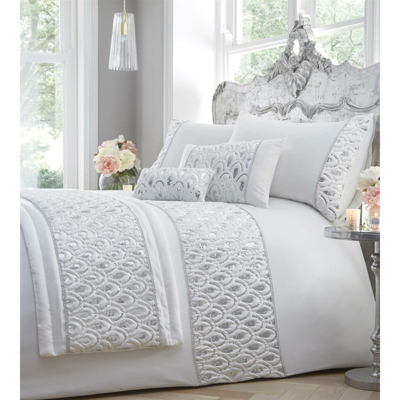Heitman 141 TC Duvet Cover Set, King Duvet Cover + 2 Standard Pillowcases, White